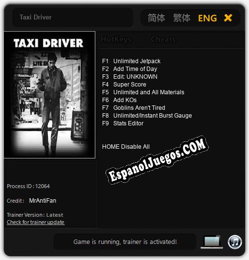 Taxi Driver: Cheats, Trainer +9 [MrAntiFan]